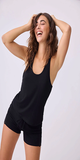 Racer-back tank top features lace accents Shelf bra for added comfort and support 96% Modal 4% - Elastane Machine Wash Cold. Do Not Bleach. Tumble Dry Low. Imported Color Black