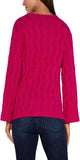 24-1/2'' High shoulder point

Long dolman sleeves

Scoop neck

Cable sweater knit
70%Polyester, 30%Acrylic
Turn Inside Out, Hand Wash Cold, Wash Separately, Only Non-Chlorine Bleach When Needed, Reshape When Wet, Flat Air Dry, Cool Iron If Needed, Or Dry Clean
Color: Ruby Star