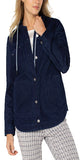 28"&nbsp;High Shoulder Point

Long sleeve

Hood with drawstrings
Front side pockets

Two chest pockets
5-button front closure
Button closure at cuff
Rounded hem

Color: Indigo
60% COTTON, 30% POLY, 10% SPANDEX
Machine Wash Cold with Like Colors, Wash Inside Out, Only Non-Chlorine Bleach When Needed, Tumble Dry Low, Warm Iron If Needed, Or Dry Clean