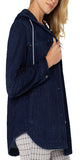 28"&nbsp;High Shoulder Point

Long sleeve

Hood with drawstrings
Front side pockets

Two chest pockets
5-button front closure
Button closure at cuff
Rounded hem

Color: Indigo
60% COTTON, 30% POLY, 10% SPANDEX
Machine Wash Cold with Like Colors, Wash Inside Out, Only Non-Chlorine Bleach When Needed, Tumble Dry Low, Warm Iron If Needed, Or Dry Clean