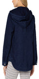 28"&nbsp;High Shoulder Point

Long sleeve

Hood with drawstrings
Front side pockets

Two chest pockets
5-button front closure
Button closure at cuff
Rounded hem

Color: Indigo
60% COTTON, 30% POLY, 10% SPANDEX
Machine Wash Cold with Like Colors, Wash Inside Out, Only Non-Chlorine Bleach When Needed, Tumble Dry Low, Warm Iron If Needed, Or Dry Clean