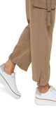 25-1/2" Inseam
Mid-rise
10-1/4" Front rise; 20" Leg opening
Pull-on with elastic back waistband
Slash side pockets
Side cargo pockets; D-ring tab detail on right pocket
Adjustable cinched hem
Color: Palo Santo
100% Polyester
Machine Wash Cold with Like Colors, Wash Inside Out, Only Non-Chlorine Bleach When Needed, Tumble Dry Low, Warm Iron If Needed, Or Dry Clean