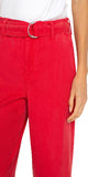 Hi-rise

10-3/4" Front rise; 19-1/2" Leg opening

Wide leg

Self-belt
Set-in waistband with belt loops

Zip-fly with single logo button closure
53% Tencel, 33% Cotton, 13% Linen, 1% Spandex
Color: Geranium
Turn Inside Out, Machine Wash Cold With Like Colors, Gentle Cycle, Only Non-Chlorine Bleach When Needed, Flat Air Dry, Cool Iron If Needed, Or Dry Clean